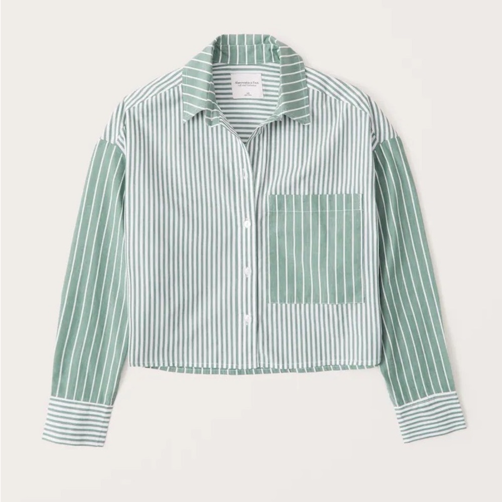 Abercrombie cropped striped button up